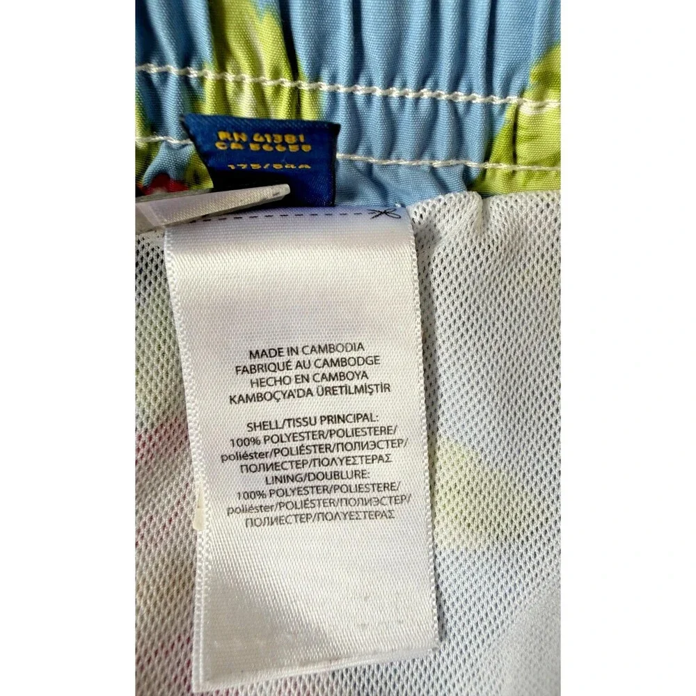 Polo Ralph Lauren Mens M Blue Floral Hawaiian Surf Bathing Suit Swim Trunks